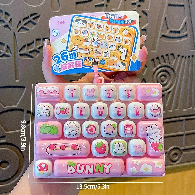 Phone Accessories Charms - 26-Grid Anti-Stress Keyboard Keycap Clicker with