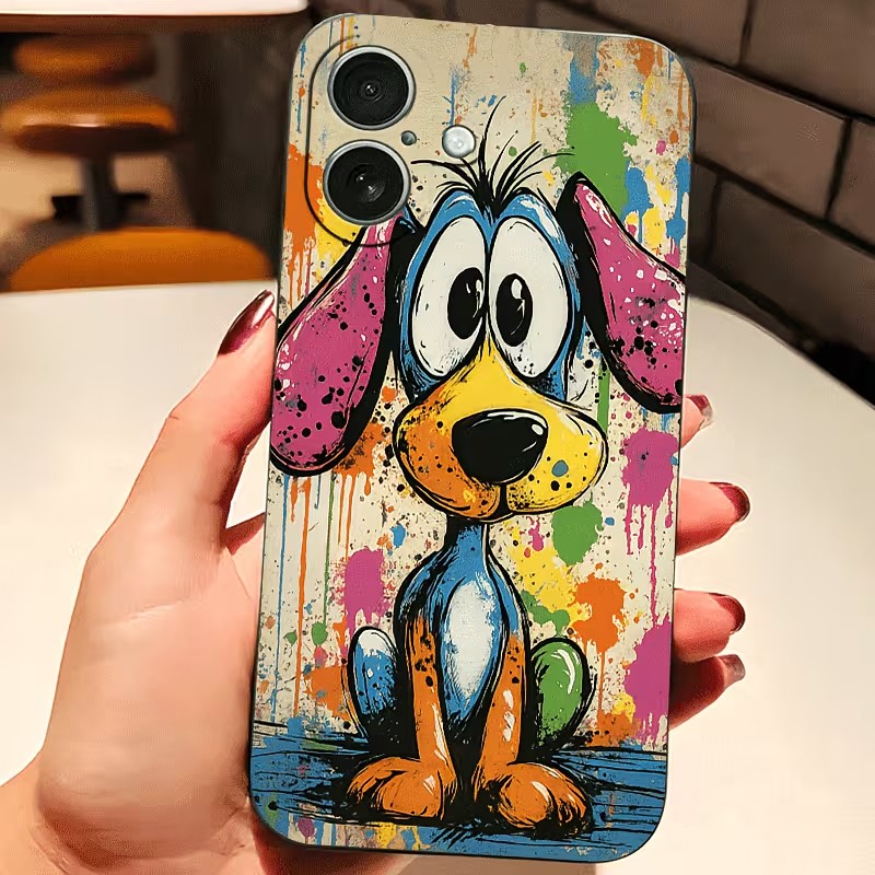 Phone Accessories List - Graffiti Colored Puppy TPU Phone Case