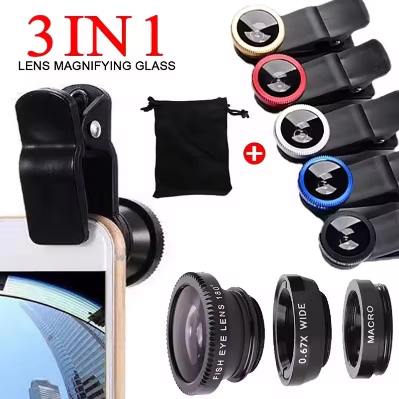 Lens Camera Clip - 3 In 1 Fisheye Phone Lens