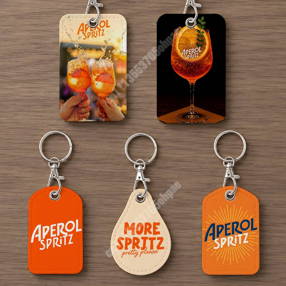 Phone Accessories Charms - Orange Prosecco A-Aperol S-Spritz Leather Keychain